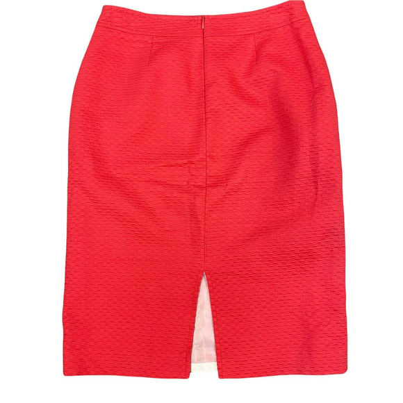 Laurel by Escada Pencil Skirt 34 US 2 Women's Coral A-Line Brocade Split Classy - Picture 6 of 7